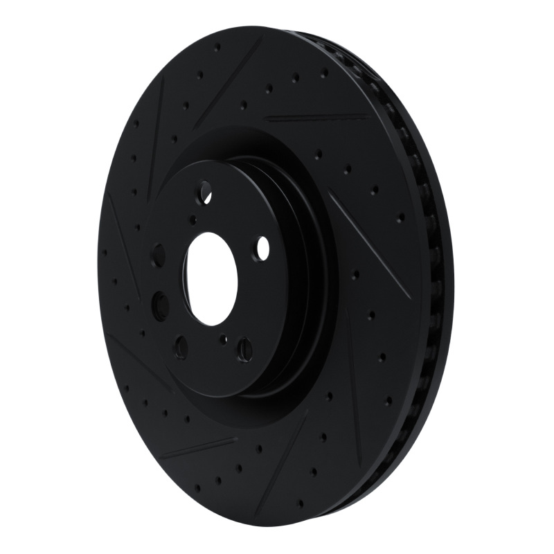 Lexus IS Brake Rotor (1) - Front - R1 Concepts - Drilled & Slotted - Black - `11-`25